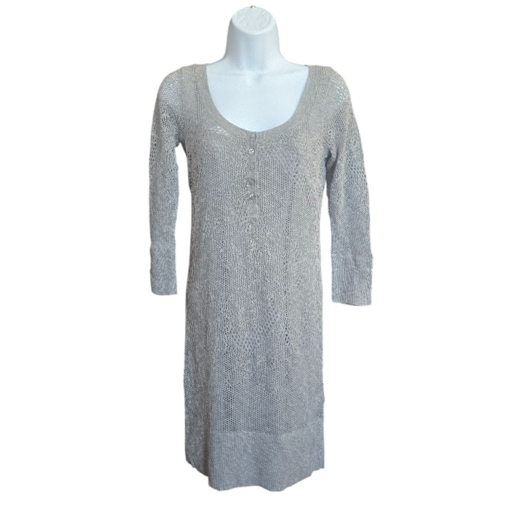 American Eagle Sweater Dress Womens Medium Gray Crochet Knit Boho‎ Fairycore Y2K